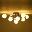 Load image into Gallery viewer, Farmhouze Light - Mid - Century Milky Glass Bubble Sputnik Semi Flush Mount - Ceiling Light - Black + Brass -