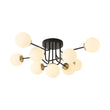 Load image into Gallery viewer, Farmhouze Light - Mid - Century Milky Glass Bubble Sputnik Semi Flush Mount - Ceiling Light - Black + Brass -