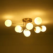 Load image into Gallery viewer, Farmhouze Light - Mid - Century Milky Glass Bubble Sputnik Semi Flush Mount - Ceiling Light - Brass -