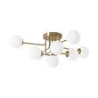 Load image into Gallery viewer, Farmhouze Light - Mid - Century Milky Glass Bubble Sputnik Semi Flush Mount - Ceiling Light - Brass -