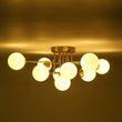 Load image into Gallery viewer, Farmhouze Light - Mid - Century Milky Glass Bubble Sputnik Semi Flush Mount - Ceiling Light - Brass -