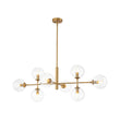 Load image into Gallery viewer, Farmhouze Light - Mid - Century Sputnik Clear Glass Globe Linear Island Chandelier - Chandelier - Brass -