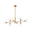 Load image into Gallery viewer, Farmhouze Light - Mid - Century Sputnik Clear Glass Globe Linear Island Chandelier - Chandelier - Brass -