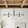 Load image into Gallery viewer, Farmhouze Light - Mid - Century Sputnik Clear Glass Globe Linear Island Chandelier - Chandelier - Brass -