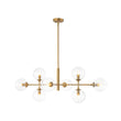 Load image into Gallery viewer, Farmhouze Light - Mid - Century Sputnik Clear Glass Globe Linear Island Chandelier - Chandelier - Brass -