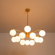 Load image into Gallery viewer, Farmhouze Light - Modern 12 - Light White Glass Globe Bubble Sputnik Ceiling Light - Ceiling Light - Brass -