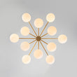 Load image into Gallery viewer, Farmhouze Light - Modern 12 - Light White Glass Globe Bubble Sputnik Ceiling Light - Ceiling Light - Brass -