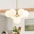 Load image into Gallery viewer, Farmhouze Light - Modern 2 - Tier Milky Glass Globe Sputnik Chandelier - Chandelier - Brass -