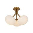 Load image into Gallery viewer, Farmhouze Light - Modern 3 - Light Opal Glass Globe Semi Flush Mount Light - Ceiling Light - Nickel -
