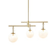 Load image into Gallery viewer, Farmhouze Light - Modern 3 - Light White Glass Globe Brass Tiered Sputnik Chandelier - Chandelier - Brass -