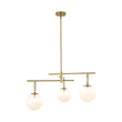 Load image into Gallery viewer, Farmhouze Light - Modern 3 - Light White Glass Globe Brass Tiered Sputnik Chandelier - Chandelier - Brass -