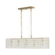 Load image into Gallery viewer, Farmhouze Light - Modern 5 - Light Crystal Accented Oblong Cage Kitchen Island Pendant - Chandelier - Brass -