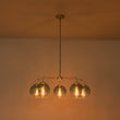 Load image into Gallery viewer, Farmhouze Light - Modern 5 - Light Glass Globe Bubble Round Sputnik Chandelier - Chandelier - Blue + Brass -