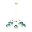 Load image into Gallery viewer, Farmhouze Light - Modern 5 - Light Glass Globe Bubble Round Sputnik Chandelier - Chandelier - Blue + Brass -