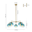 Load image into Gallery viewer, Farmhouze Light - Modern 5 - Light Glass Globe Bubble Round Sputnik Chandelier - Chandelier - Blue + Brass -