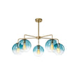 Load image into Gallery viewer, Farmhouze Light - Modern 5 - Light Glass Globe Bubble Round Sputnik Chandelier - Chandelier - Blue + Brass -