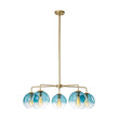 Load image into Gallery viewer, Farmhouze Light - Modern 5 - Light Glass Globe Bubble Round Sputnik Chandelier - Chandelier - Blue + Brass -