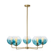 Load image into Gallery viewer, Farmhouze Light - Modern 5 - Light Glass Globe Bubble Round Sputnik Chandelier - Chandelier - Blue + Brass -
