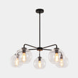 Load image into Gallery viewer, Farmhouze Light - Modern 5 - Light Glass Globe Bubble Round Sputnik Chandelier - Chandelier - Clear + Brass -