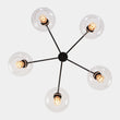 Load image into Gallery viewer, Farmhouze Light - Modern 5 - Light Glass Globe Bubble Round Sputnik Chandelier - Chandelier - Clear + Brass -