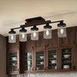 Load image into Gallery viewer, Farmhouze Light - Modern 5 - Light Glass Shade Linear Island Pendant / Semi Flush - Chandelier - Black -