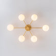 Load image into Gallery viewer, Farmhouze Light - Modern 6 - Light White Glass Globe Sputnik Semi Flush Mount - Ceiling Light - Brass -