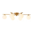 Load image into Gallery viewer, Farmhouze Light - Modern 6 - Light White Glass Globe Sputnik Semi Flush Mount - Ceiling Light - Brass -