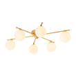 Load image into Gallery viewer, Farmhouze Light - Modern 6 - Light White Glass Globe Sputnik Semi Flush Mount - Ceiling Light - Brass -