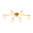 Load image into Gallery viewer, Farmhouze Light - Modern 6 - Light White Glass Globe Sputnik Semi Flush Mount - Ceiling Light - Brass -