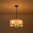Load image into Gallery viewer, Farmhouze Light - Modern 8 - Light White Fabric Drum Pendant Semi Flush Chandelier - Chandelier - Black -