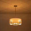 Load image into Gallery viewer, Farmhouze Light - Modern 8 - Light White Fabric Drum Pendant Semi Flush Chandelier - Chandelier - Black -