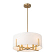 Load image into Gallery viewer, Farmhouze Light - Modern 8 - Light White Fabric Drum Pendant Semi Flush Chandelier - Chandelier - Black -