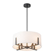 Load image into Gallery viewer, Farmhouze Light - Modern 8 - Light White Fabric Drum Pendant Semi Flush Chandelier - Chandelier - Black -