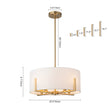Load image into Gallery viewer, Farmhouze Light - Modern 8 - Light White Fabric Drum Pendant Semi Flush Chandelier - Chandelier - Black -