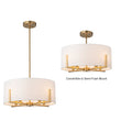 Load image into Gallery viewer, Farmhouze Light - Modern 8 - Light White Fabric Drum Pendant Semi Flush Chandelier - Chandelier - Black -