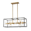 Load image into Gallery viewer, Farmhouze Light - Modern Black Brass Clear Glass Bubble Rectangle Island Chandelier - Chandelier - Black + Brass -