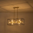 Load image into Gallery viewer, Farmhouze Light - Modern Black Brass Clear Glass Bubble Rectangle Island Chandelier - Chandelier - Black + Brass -