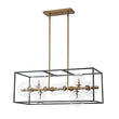 Load image into Gallery viewer, Farmhouze Light - Modern Black Brass Clear Glass Bubble Rectangle Island Chandelier - Chandelier - Black + Brass -
