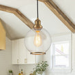 Load image into Gallery viewer, Farmhouze Light - Modern Brass 1 - Light Seeded Glass Globe Pendant - Pendant - Seeded Glass -