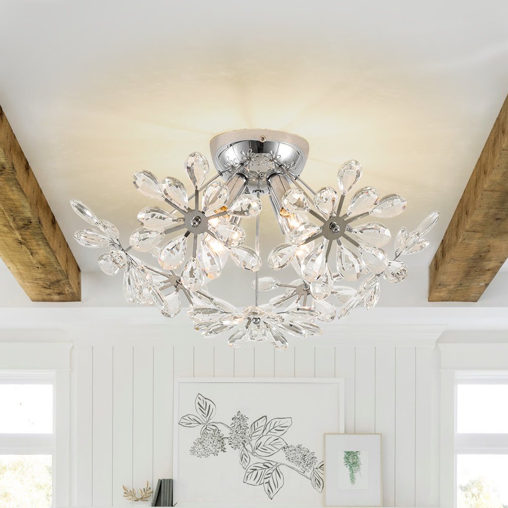 Crystal Floral Firework Starburst Semi Flush Mount | Farmhouze Light