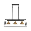 Load image into Gallery viewer, Farmhouze Light - Modern Farmhouse 3 - Light Rectangle Linear Island Chandelier - Chandelier - Black + Brass -