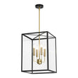 Load image into Gallery viewer, Farmhouze Light - Modern Farmhouse Black Brass Glass Square Lantern Chandelier - Chandelier - 4 - Light -