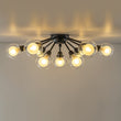 Load image into Gallery viewer, Farmhouze Light - Modern Glass Globe Sunburst Semi Flush Mount Ceiling Light - Ceiling Light - Black -