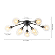 Load image into Gallery viewer, Farmhouze Light - Modern Glass Globe Sunburst Semi Flush Mount Ceiling Light - Ceiling Light - Black -