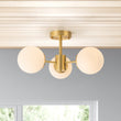 Load image into Gallery viewer, Farmhouze Light-OpenBox-Mid Century 3-Light Opal Glass Globe Ceiling Light--Brass-3-Light