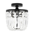Load image into Gallery viewer, Farmhouze Light - Round Cutting Crystal Cage Black Semi Flush Light - Chandelier - Black -