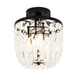 Load image into Gallery viewer, Farmhouze Light - Round Cutting Crystal Cage Black Semi Flush Light - Chandelier - Black -