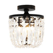 Load image into Gallery viewer, Farmhouze Light - Round Cutting Crystal Cage Black Semi Flush Light - Chandelier - Black -