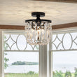 Load image into Gallery viewer, Farmhouze Light - Round Cutting Crystal Cage Black Semi Flush Light - Chandelier - Black -