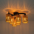 Load image into Gallery viewer, Farmhouze Light - Rustic Farmhouse Woven Rope Shade Semi Flush Mount - Ceiling Light - 3 Bulbs -